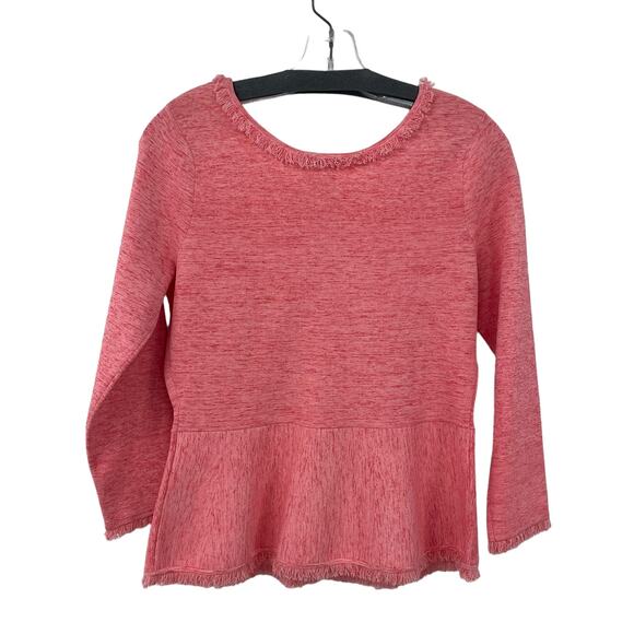 Carlisle Collection Peplum Hem Fringe Trim Pink Zip Up Front Jacket Small - Picture 7 of 7